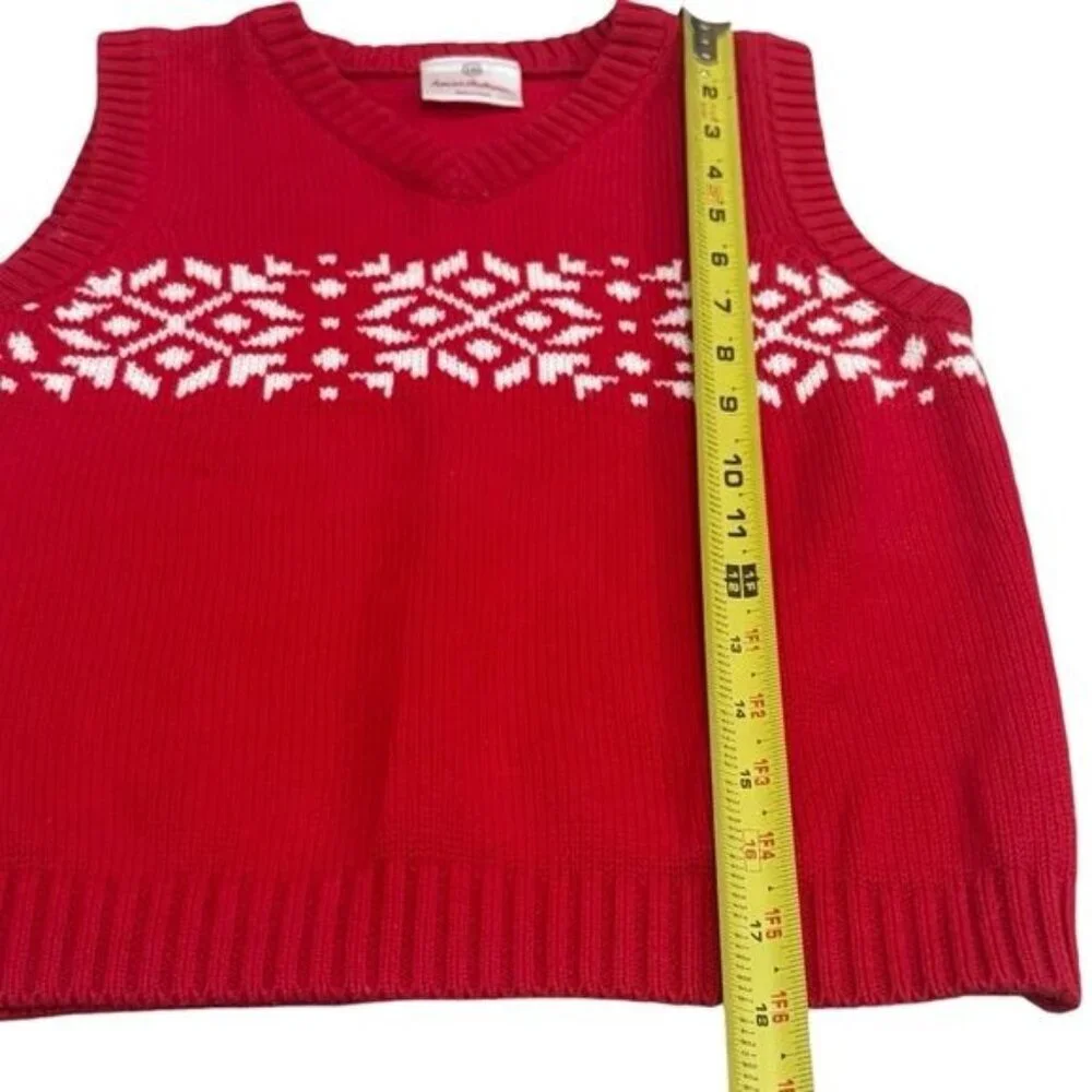 Hanna Andersson Red &‎ White Holiday Snowflake Sweater Vest Cabin Size 110 (5)